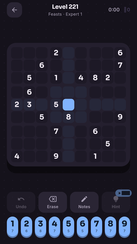 The same board in dark mode with highlighted peers